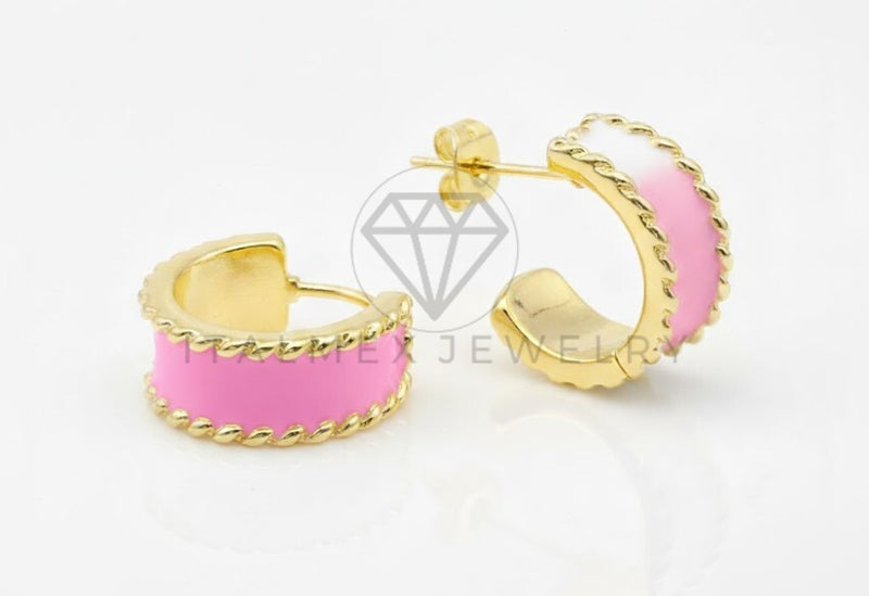 Arete de Lujo - 106814 - Arete Rosa - Oro Laminado 18K