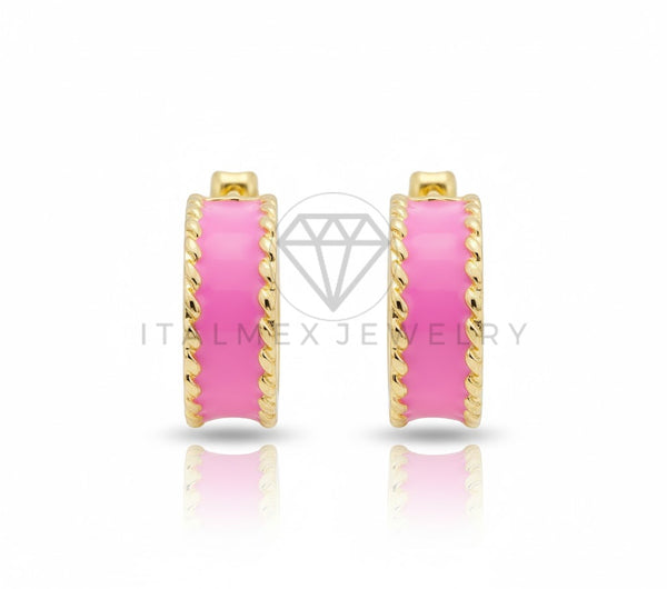 Arete de Lujo - 106814 - Arete Rosa - Oro Laminado 18K