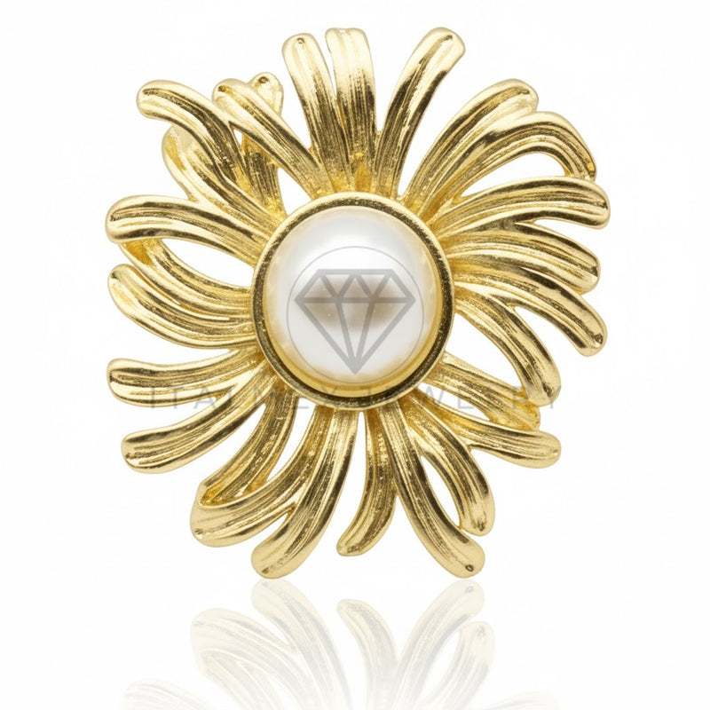 Arete de Lujo - 106815 - Arete Flor con Perla - Oro Laminado 18K