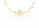 Collar Elegante - 106816 - Collar Corazon y Estrella - Oro Laminado 18K