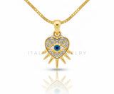 Collar Elegante - 106817 - Collar Ojo Turco y Corazon CZ Clara - Oro Laminado 18K