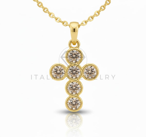 Collar Elegante - 106818 - Collar Cruz CZ Clara - Oro Laminado 18K