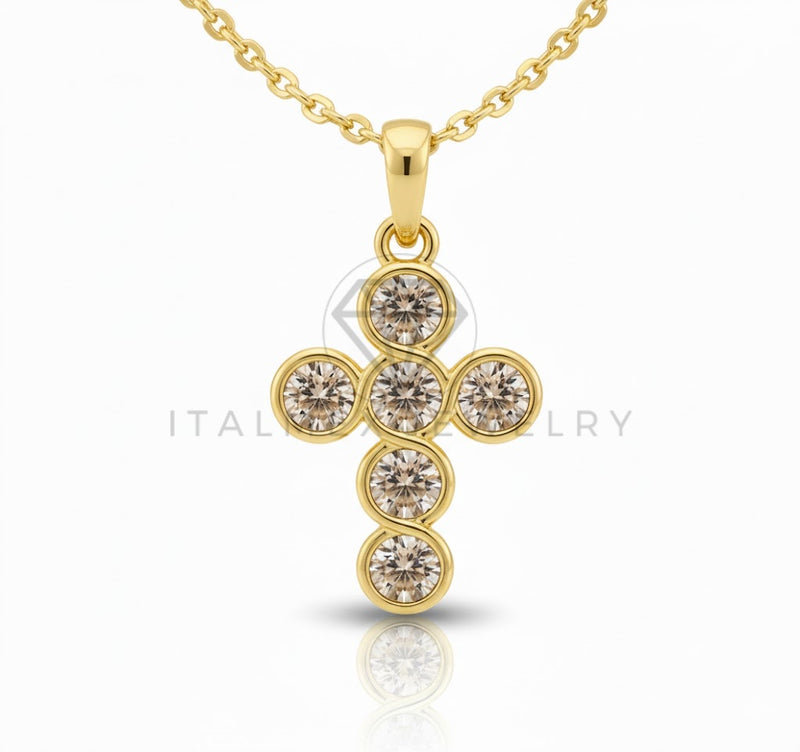 Collar Elegante - 106818 - Collar Cruz CZ Clara - Oro Laminado 18K