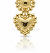 Arete de Lujo - 106819 - Arete Circulo y Corazon - Oro Laminado 18K