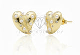 Arete de Lujo - 106820 - Arete Corazon con Perlitas - Oro Laminado 18K