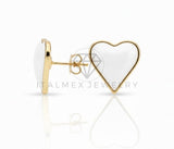 Arete de Lujo - 106823 - Arete Corazon Blanco - Oro Laminado 18K