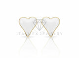 Arete de Lujo - 106823 - Arete Corazon Blanco - Oro Laminado 18K