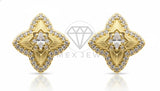 Arete de Lujo - 106824 - Broquel Inspirado diseñador Europeo CZ Clara - Oro Laminado 18K