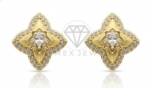 Arete de Lujo - 106824 - Broquel Inspirado diseñador Europeo CZ Clara - Oro Laminado 18K