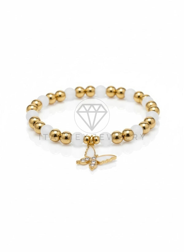 Pulsera de Lujo - 106833 - Pulsera Mariposa Blanca y CZ Clara - Oro Laminado 18K