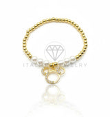 Pulsera de Lujo - 106837 - Pulsera Inspirado en Mickey CZ Clara y Perlitas - Oro Laminado 18K