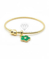 Pulsera de Lujo - 106840 - Pulsera Flor Diseño Europeo con Corazon - Oro Laminado 18K