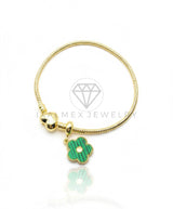 Pulsera de Lujo - 106840 - Pulsera Flor Diseño Europeo con Corazon - Oro Laminado 18K