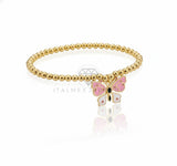 Pulsera de Lujo - 106846 - Pulsera Mariposa Rosa y Blanca - Oro Laminado 18K
