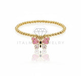Pulsera de Lujo - 106846 - Pulsera Mariposa Rosa y Blanca - Oro Laminado 18K