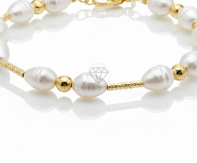 Pulsera de Lujo - 106847 - Pulsera con Perlas - Oro Laminado 18K