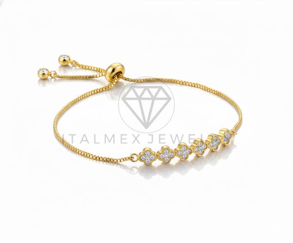 Pulsera de Lujo - 106855 - Pulsera Ajustable Diseño Europeo CZ Clara - Oro Laminado 18K