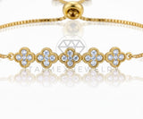 Pulsera de Lujo - 106855 - Pulsera Ajustable Diseño Europeo CZ Clara - Oro Laminado 18K