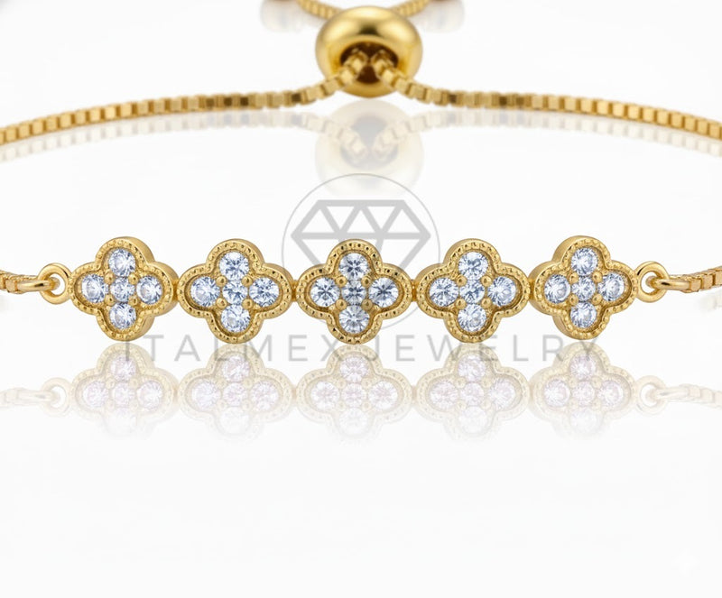 Pulsera de Lujo - 106855 - Pulsera Ajustable Diseño Europeo CZ Clara - Oro Laminado 18K