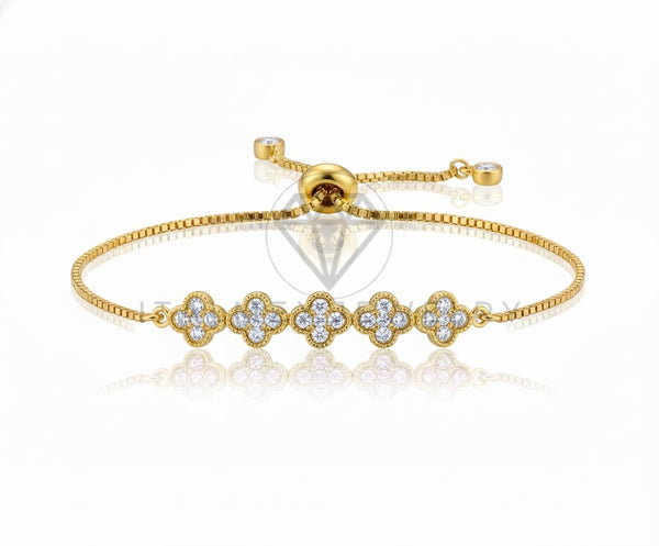 Pulsera de Lujo - 106855 - Pulsera Ajustable Diseño Europeo CZ Clara - Oro Laminado 18K