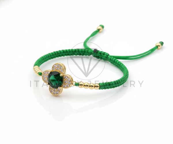 Pulsera de Lujo - 106860 - Pulsera Ajustable Verde Diseño Europeo CZ Clara - Oro Laminado 18K