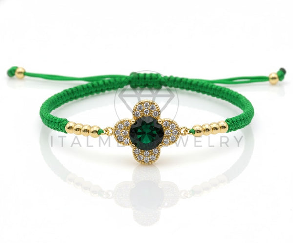 Pulsera de Lujo - 106860 - Pulsera Ajustable Verde Diseño Europeo CZ Clara - Oro Laminado 18K
