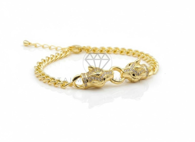 Pulsera de Lujo - 106864 - Pulsera Ajustable Jaguar Inspirado Diseñador Europeo CZ Clara - Oro Laminado 18K