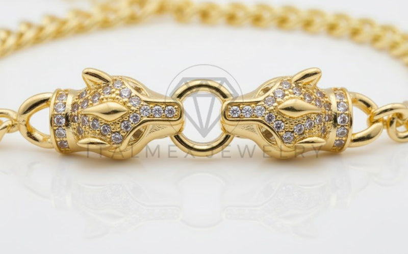 Pulsera de Lujo - 106864 - Pulsera Ajustable Jaguar Inspirado Diseñador Europeo CZ Clara - Oro Laminado 18K