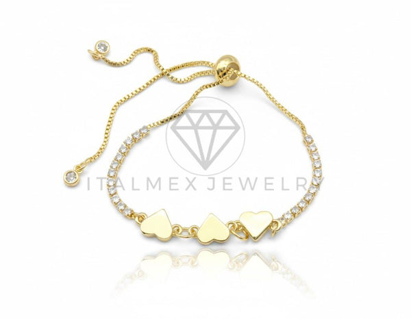 Pulsera de Lujo - 106867 - Pulsera Ajustable Corazones CZ Clara - Oro Laminado 18K
