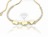 Pulsera de Lujo - 106867 - Pulsera Ajustable Corazones CZ Clara - Oro Laminado 18K