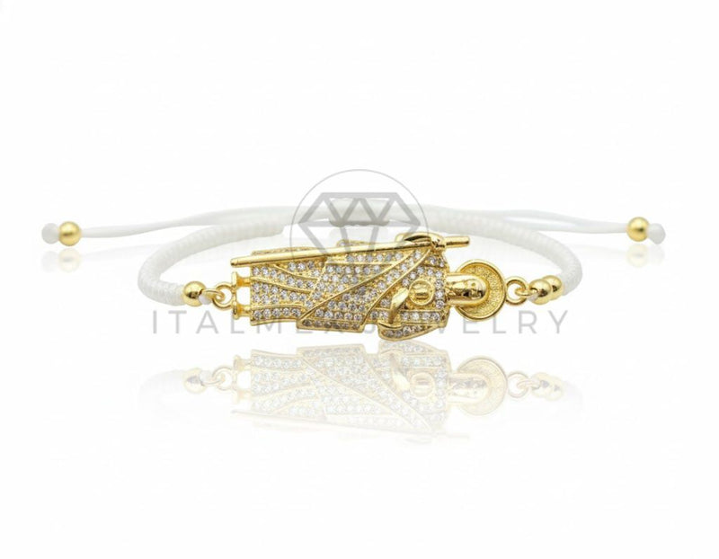 Pulsera de Lujo - 106868 - Pulsera Ajustable Blanca San Judas CZ Clara - Oro Laminado 18K