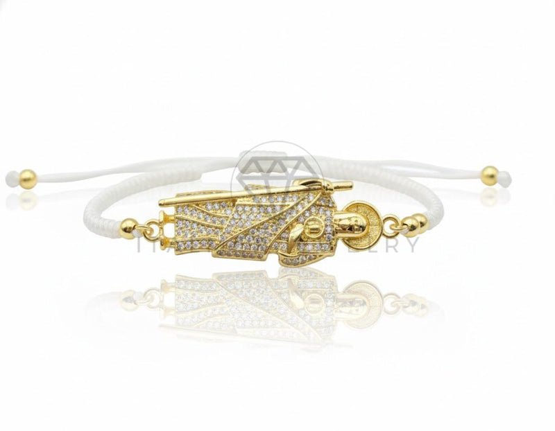 Pulsera de Lujo - 106868 - Pulsera Ajustable Blanca San Judas CZ Clara - Oro Laminado 18K