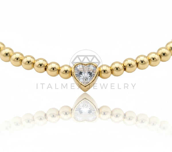 Pulsera de Lujo - 106869 - Pulsera Ajustable Corazon CZ Clara - Oro Laminado 18K