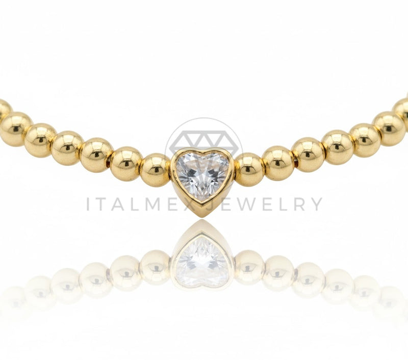 Pulsera de Lujo - 106869 - Pulsera Ajustable Corazon CZ Clara - Oro Laminado 18K