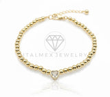 Pulsera de Lujo - 106869 - Pulsera Ajustable Corazon CZ Clara - Oro Laminado 18K