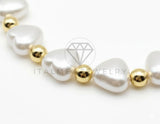 Pulsera de Lujo - 106872 - Pulsera Ajustable Corazon de Perlas - Oro Laminado 18K
