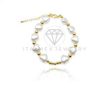 Pulsera de Lujo - 106872 - Pulsera Ajustable Corazon de Perlas - Oro Laminado 18K