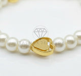 Pulsera de Lujo - 106876 - Pulsera Perlitas con Corazones - Oro Laminado 18K