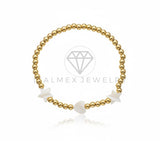 Pulsera de Lujo - 106880 - Pulsera Perlitas de Corazon y Estrellitas - Oro Laminado 18K