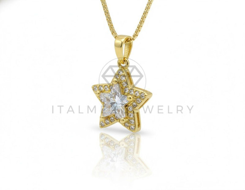Collar Elegante - 106890 - Collar Estrella CZ Clara - Oro Laminado 18K