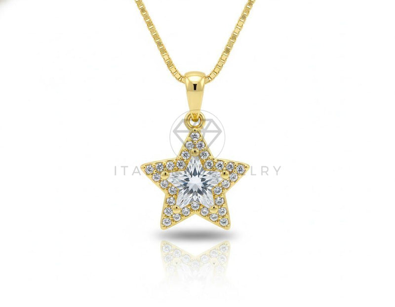 Collar Elegante - 106890 - Collar Estrella CZ Clara - Oro Laminado 18K