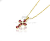 Collar Elegante - 106891 - Collar Cruz CZ Rosa y Clara - Oro Laminado 18K