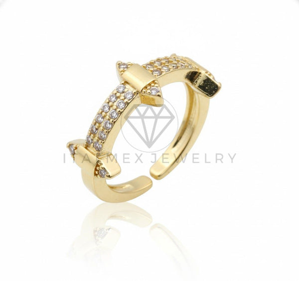 Anillo de Lujo - 106895 - Anillo Ajustable Diseño Europeo CZ Clara - Oro Laminado 18K