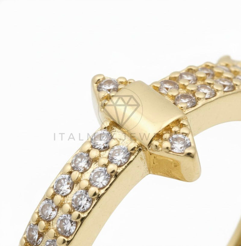 Anillo de Lujo - 106895 - Anillo Ajustable Diseño Europeo CZ Clara - Oro Laminado 18K