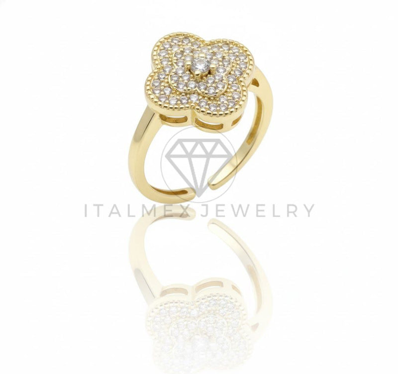 Anillo de Lujo - 106897 - Anillo Ajustable Diseño Europeo CZ Clara - Oro Laminado 18K