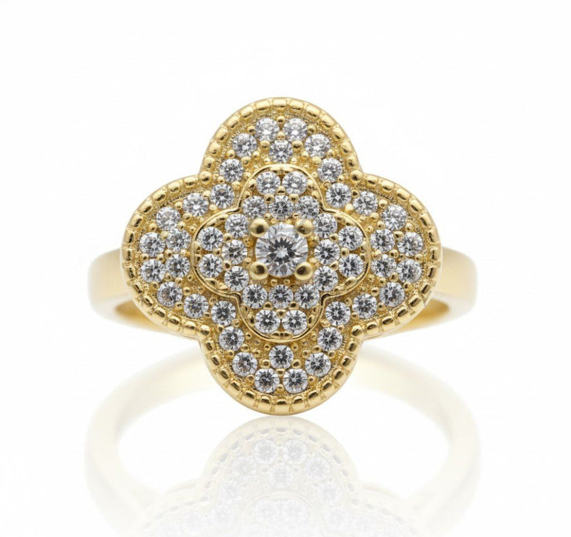 Anillo de Lujo - 106897 - Anillo Ajustable Diseño Europeo CZ Clara - Oro Laminado 18K