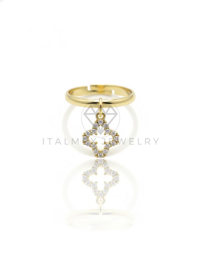 Anillo de Lujo - 106898 - Anillo Ajustable Dije Diseño Europeo CZ Clara - Oro Laminado 18K