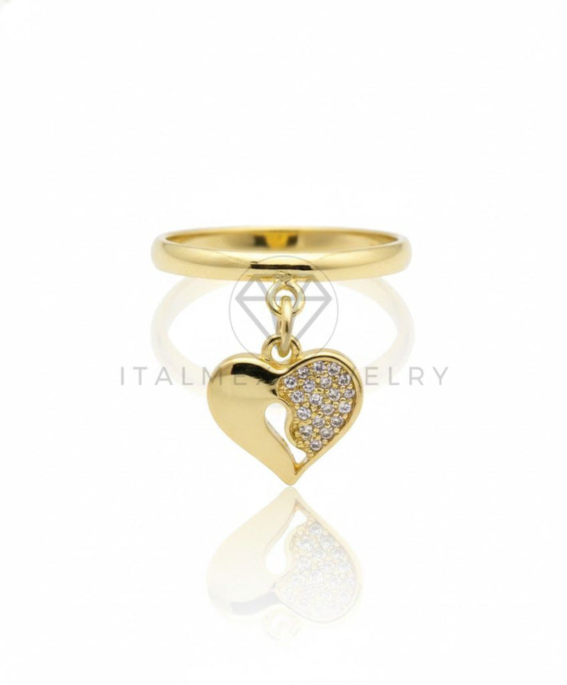 Anillo de Lujo - 106899 - Anillo Ajustable Dije Corazon CZ Clara - Oro Laminado 18K