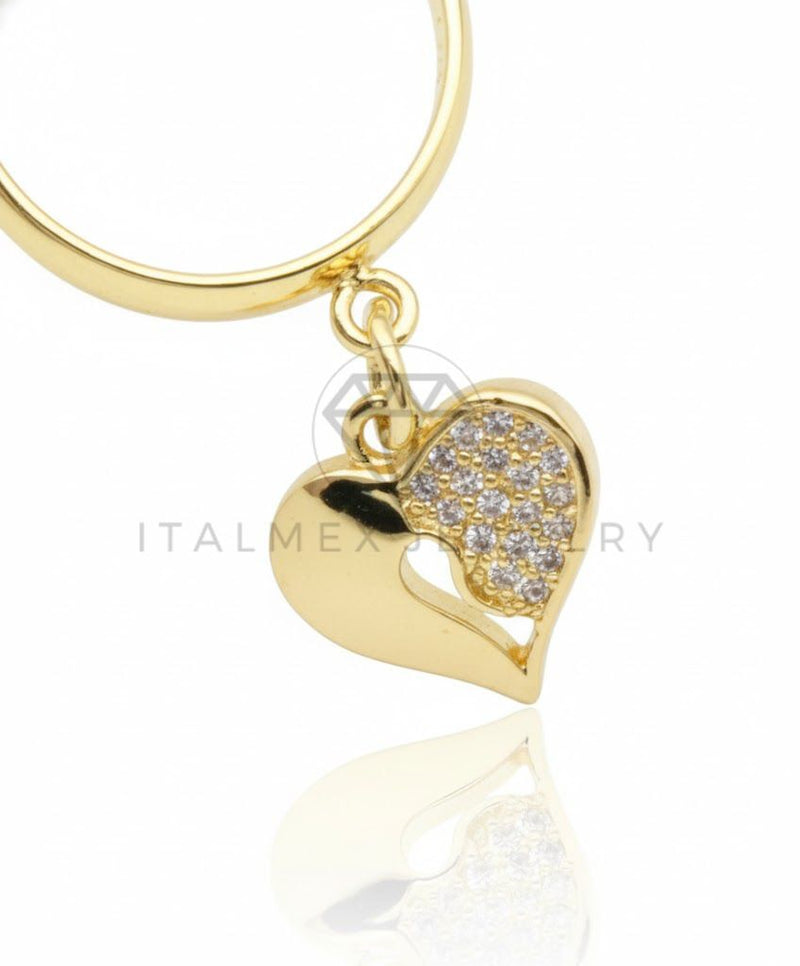 Anillo de Lujo - 106899 - Anillo Ajustable Dije Corazon CZ Clara - Oro Laminado 18K