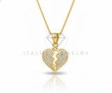 Collar Elegante - 106901 - Collar Corazon Roto CZ Clara - Oro Laminado 18K